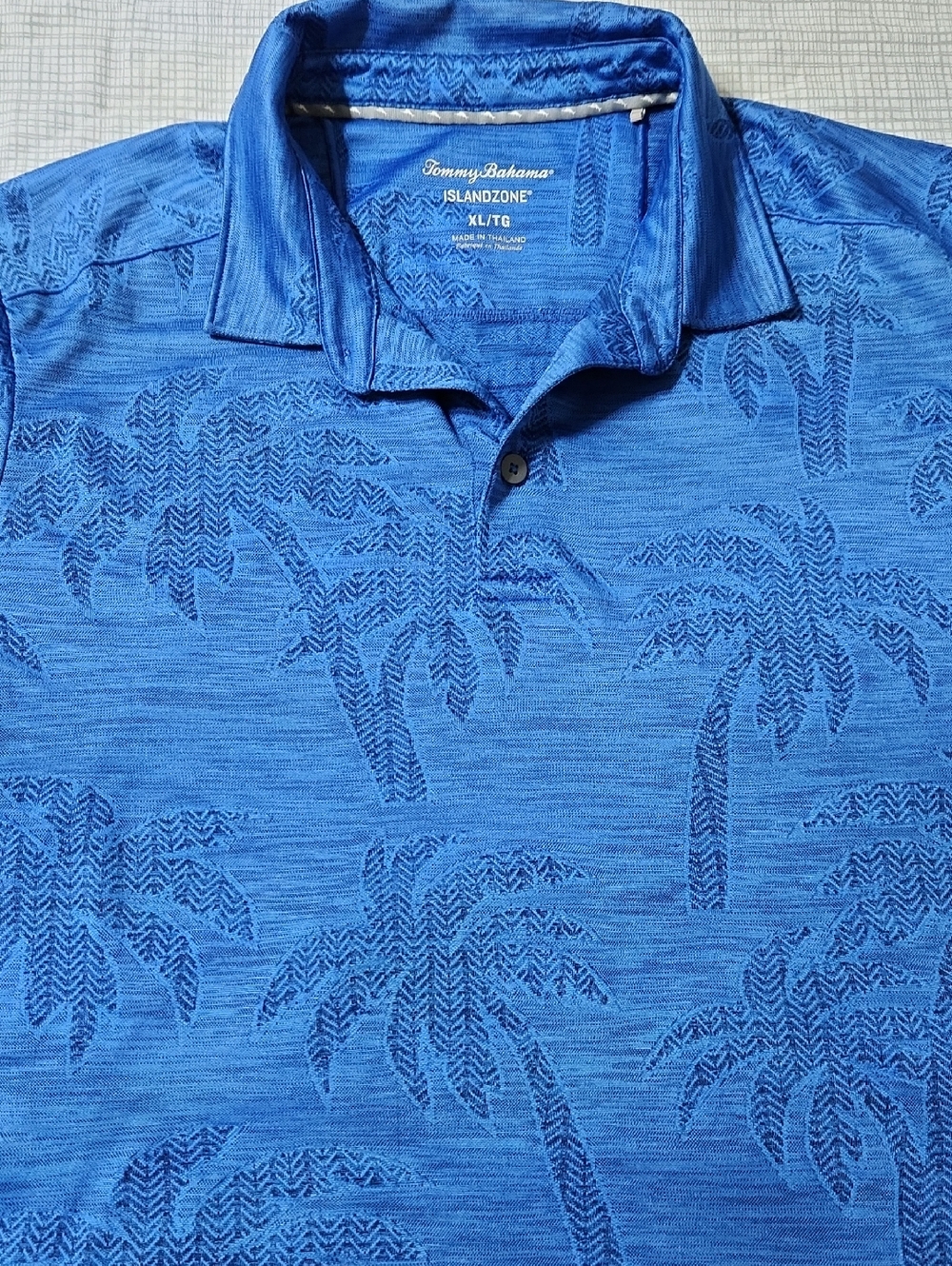 Tommy Bahama Blue Palm-Texture IslandZone Polo